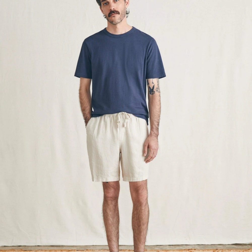 Faherty Essential Linen Short In Weathered Sand - Picture 7 of 14